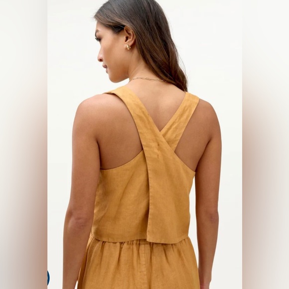 NWT Mary Lawless Lee X Splendid Cross Back Linen Tank - Picture 2 of 7